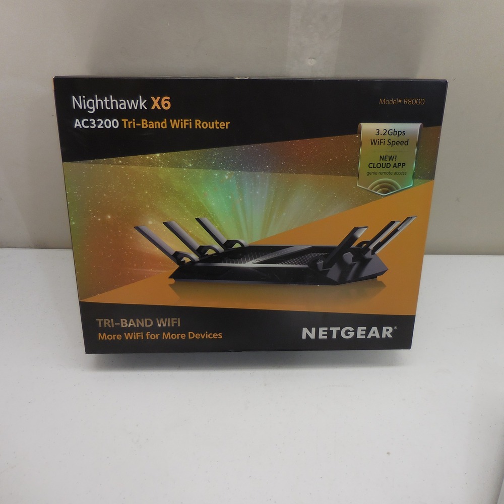 Netgear Nighthawk X6 AC3200 Tri-Band WiFi Router R8000 Black Open Box